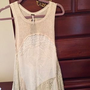 Free People Cream Dress with Beading & Lace Detail